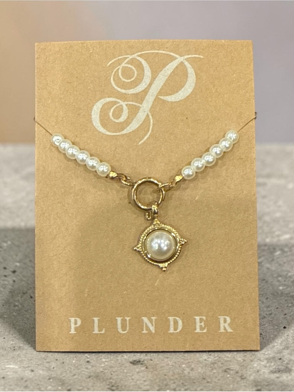 Plunder Gold-Tone Pearl Pendant Necklace